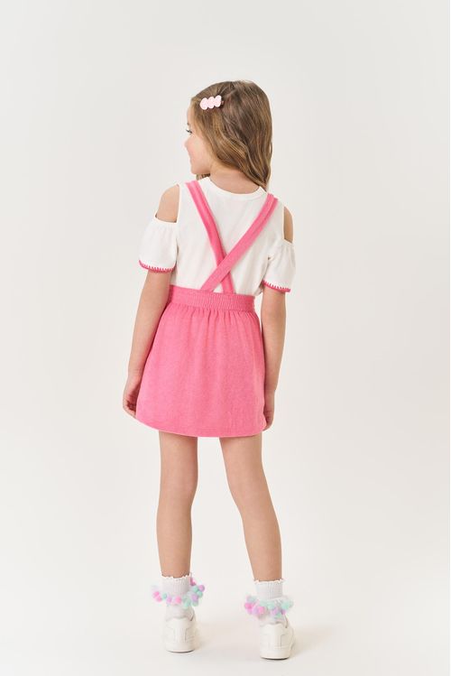 Conjunto Infantil Menina Blusa E Salopete Rosa Mundo Cinti