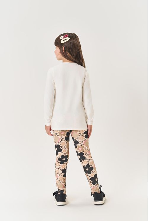 Conjunto Infantil Menina Blusa E Legging Floral Bege Mundo Cinti