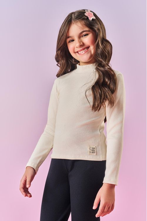 Blusa Infantil Menina Básica Natural Mundo Cinti