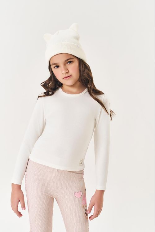 Blusa Infantil Menina Básica Térmica Natural Mundo Cinti