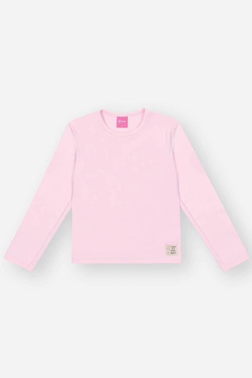 Blusa Infantil Menina Básica Térmica Rosa Mundo Cinti