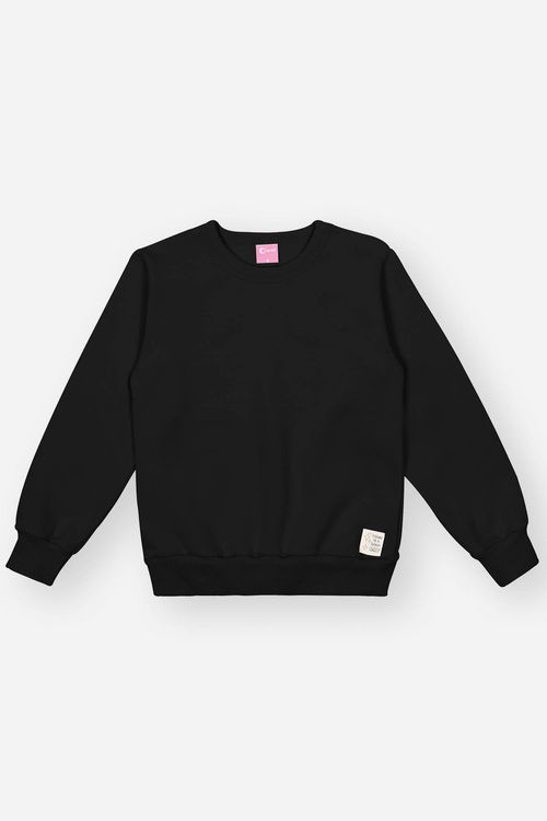 Blusão Infantil Menina Básico Preto Mundo Cinti