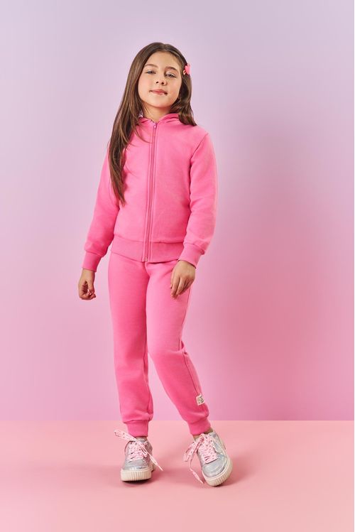 Calça Infantil Menina Jogger Básica Rosa Mundo Cinti