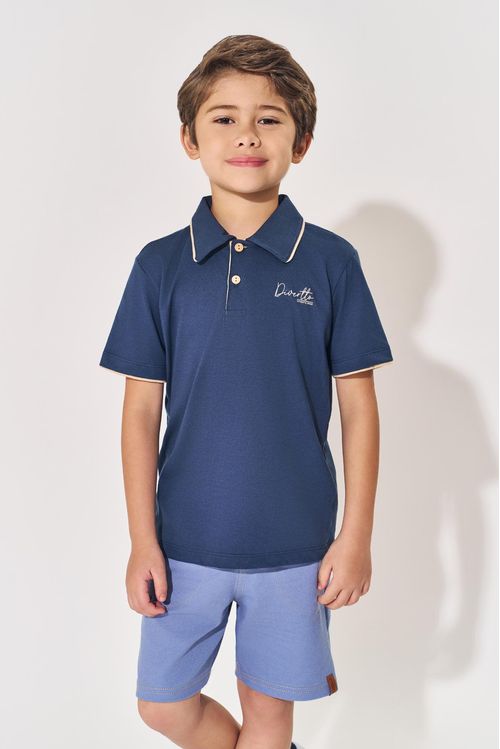 Pólo Infantil Menino Divertto Azul Divertto