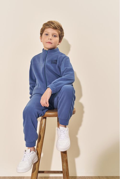 Conjunto Infantil Menino em Pelo Soft Azul Divertto