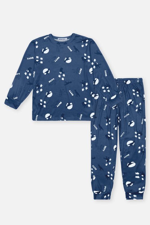 Pijama Infantil Menino Dinossauro Azul Divertto