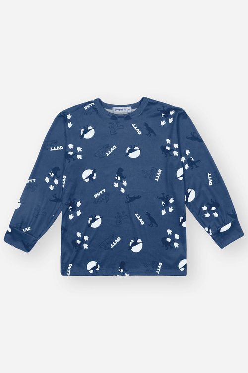 Pijama Infantil Menino Dinossauro Azul Divertto