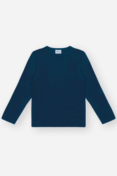Camiseta Manga Longa Infantil Menino em Malha Térmica Marinho Divertto