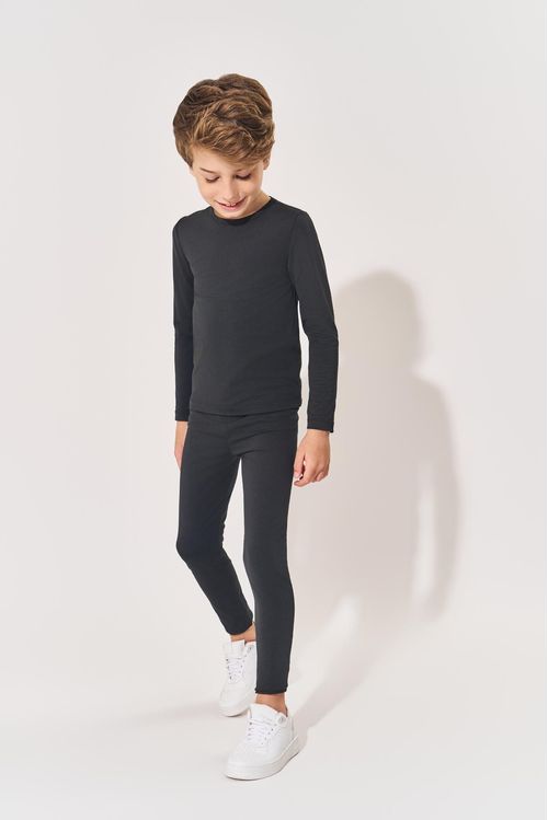 Camiseta Manga Longa Infantil Menino em Malha Térmica Natural Divertto