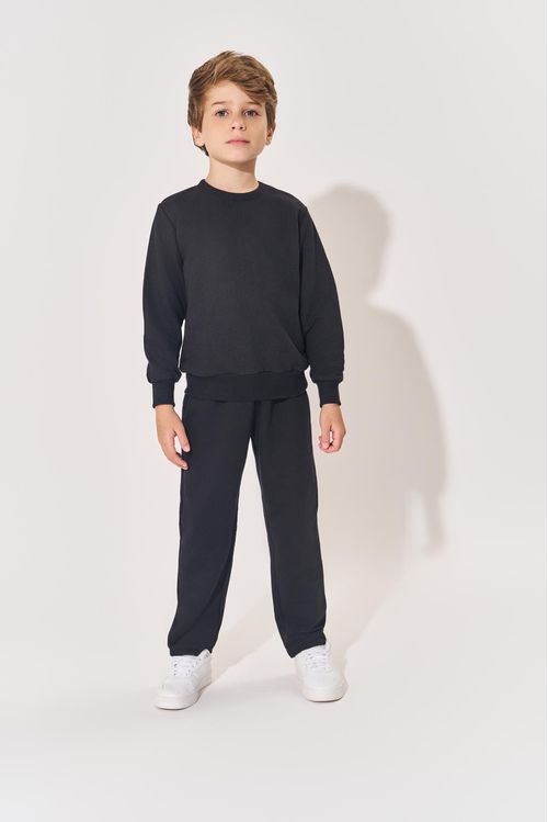 Calça Moletom Reta Infantil Menino Preto Divertto