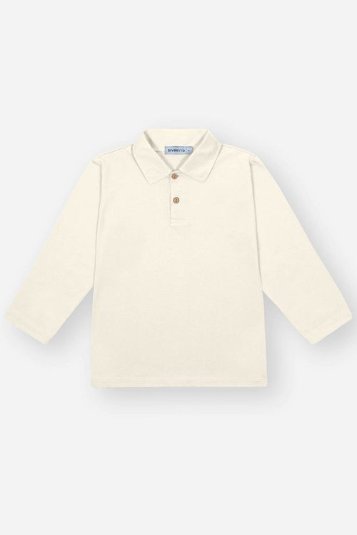 Pólo Manga Longa Infantil Menino Off White Divertto