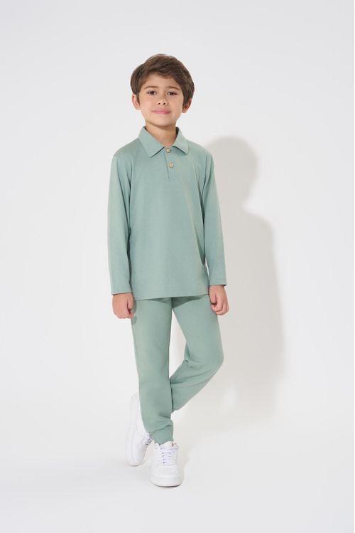 Pólo Manga Longa Infantil Menino Off White Divertto