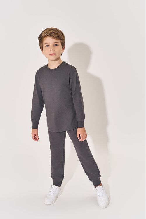 Camiseta Manga Longa Infantil Menino com Punho Croissant Divertto