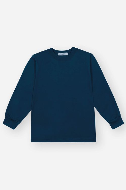 Camiseta Manga Longa Infantil Menino com Punho Marinho Divertto
