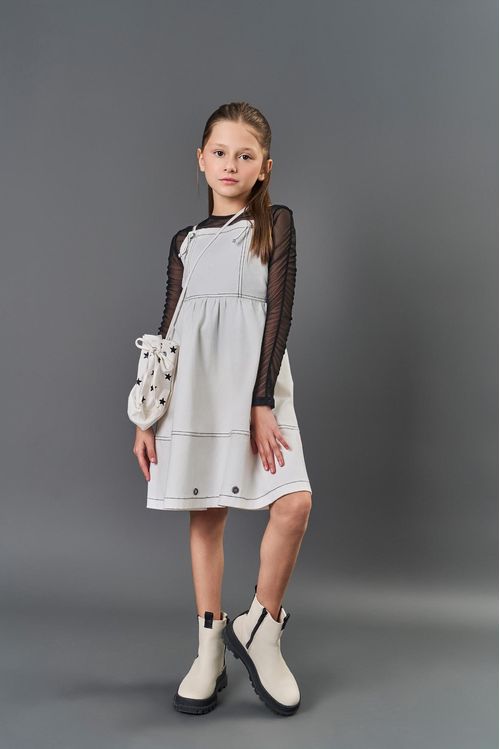 Vestido Infantil Menina Sarja Natural CTV