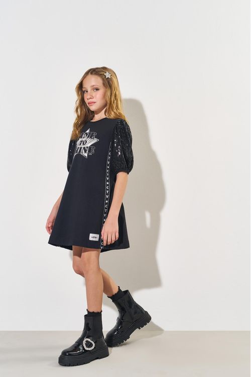 Vestido Infantil Menina Time To Shine Preto CTV