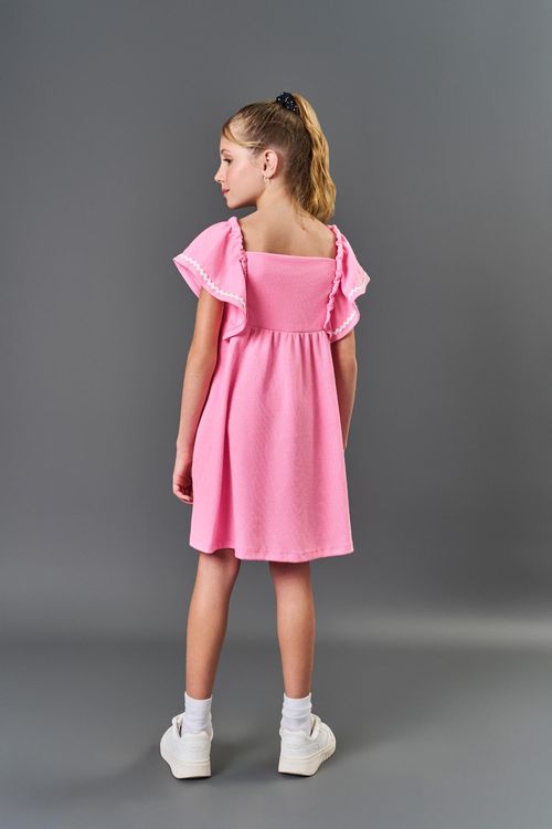 Vestido Infantil Menina Babado Rosa CTV