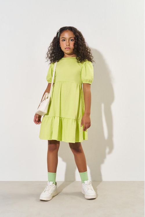 Vestido Infantil Menina Babados Verde CTV