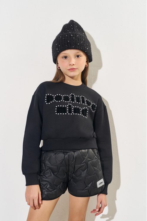 Conjunto Infantil Menina Estrelas Matelassê Preto CTV