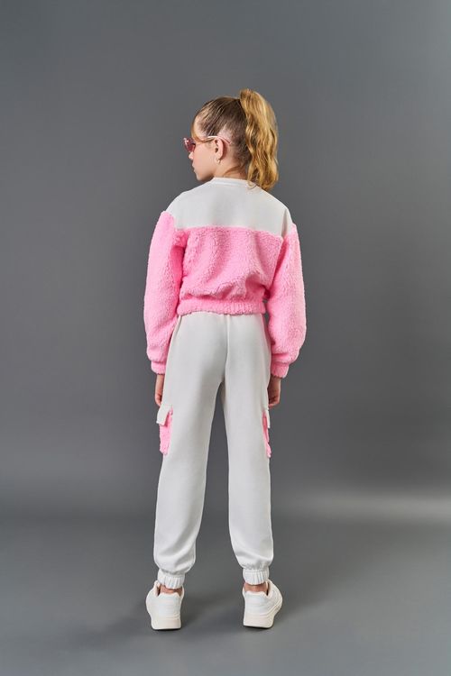 Conjunto Infantil Menina Pelo Carneirinho Rosa CTV