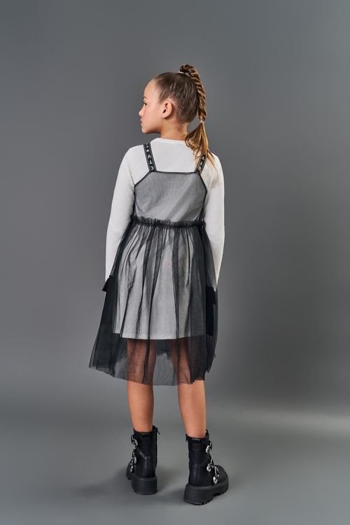 Vestido Infantil Menina com Sobreposição Preto CTV