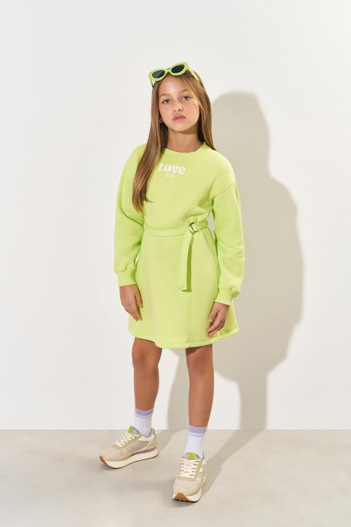 Vestido Infantil Menina Love Verde CTV