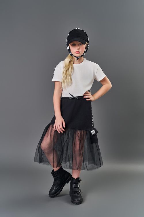 Saia-Short Infantil Menina Tule Preto CTV