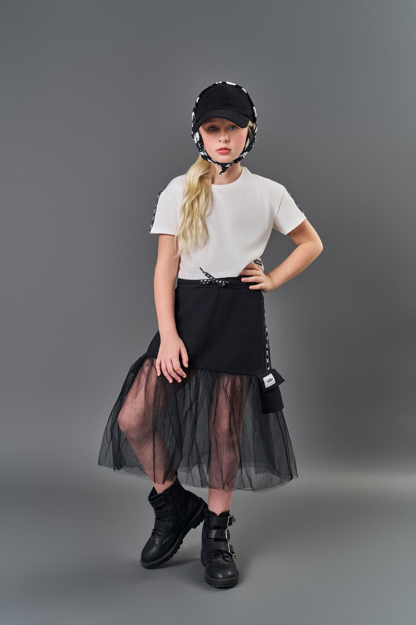 Saia-Short Infantil Menina Tule Preto 24202 Catavento