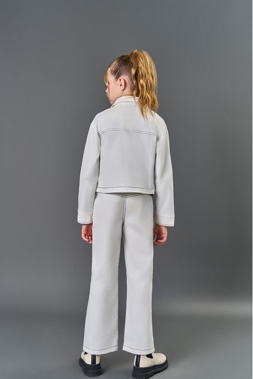 Calça Infantil Menina Wide Leg Sarja Natural CTV