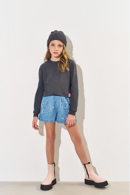 Blusa Infantil Menina Strass Chumbo CTV