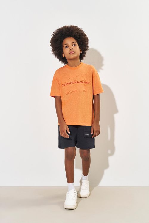 Camiseta Infantil Menino Streets In Races Times Laranja CTV