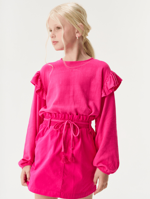 Conjunto Blusa Com Babado E Saia Rosa Catavento