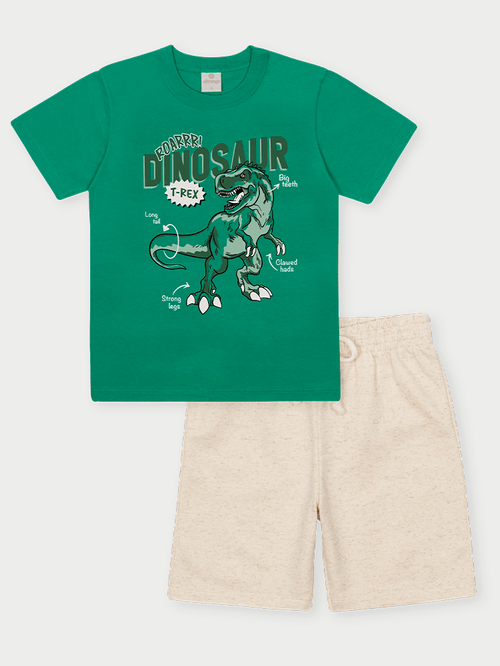 Conjunto Menino T-Rex Verde Abrange