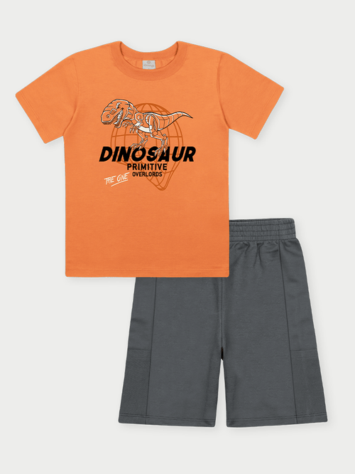 Conjunto Menino Dinosaur Primitive Laranja Abrange