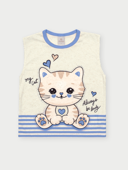 Conjunto Menina My Cat Azul Abrange