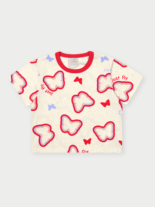 Conjunto Menina Borboletas Vermelho Abrange