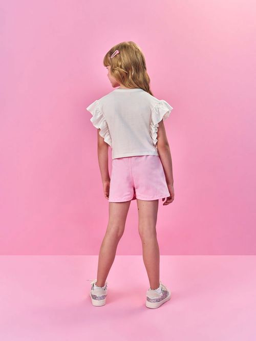 Blusa Infantil Menina Strass de Cerejas Off White Mundo Cinti