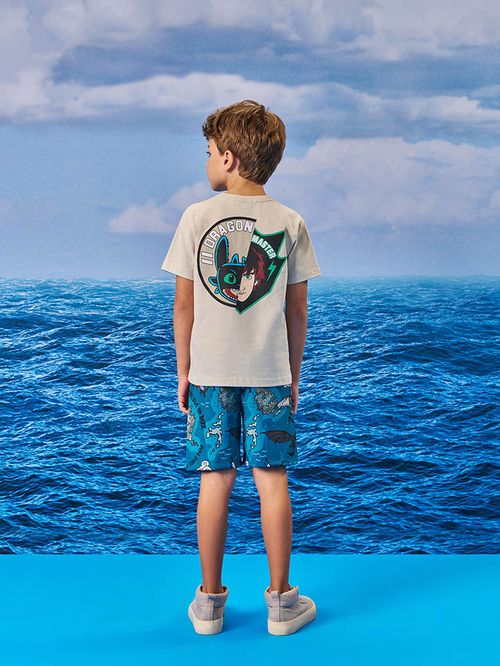 Camiseta Menino Dragon Master Bege