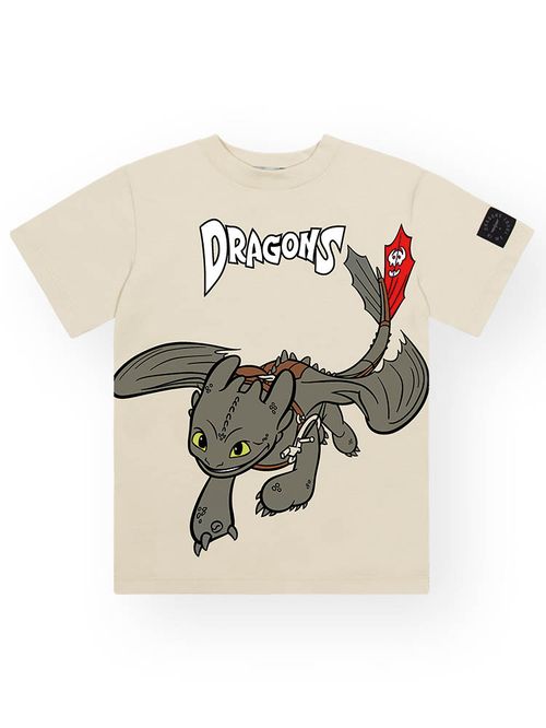 Camiseta Infantil Dragons Banguela Bege
