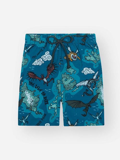 Bermuda com Elastano Menino Dragons Azul