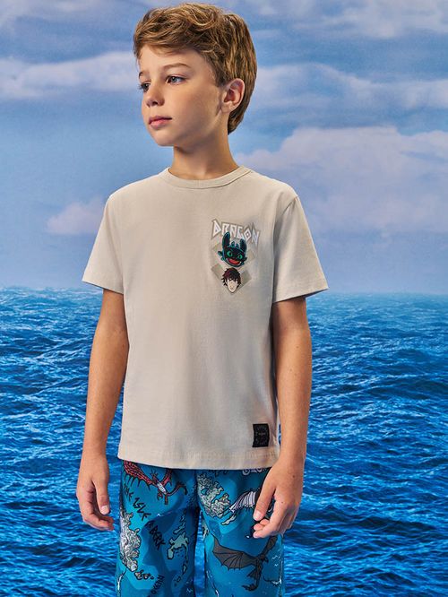 Bermuda com Elastano Menino Dragons Azul
