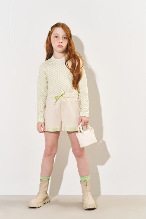 Blusa Infantil Menina Listras Smile Off White CTV