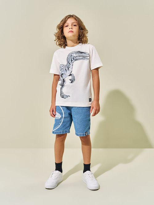 Camiseta Colecionável Menino Velociraptor Natural