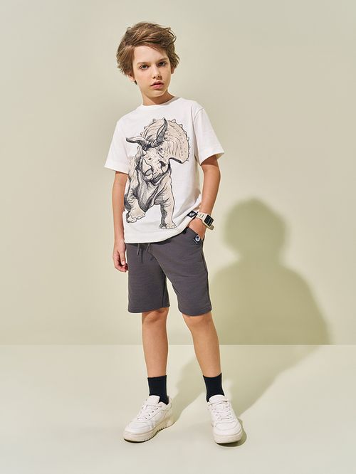 Camiseta Colecionável Menino Triceratops Natural