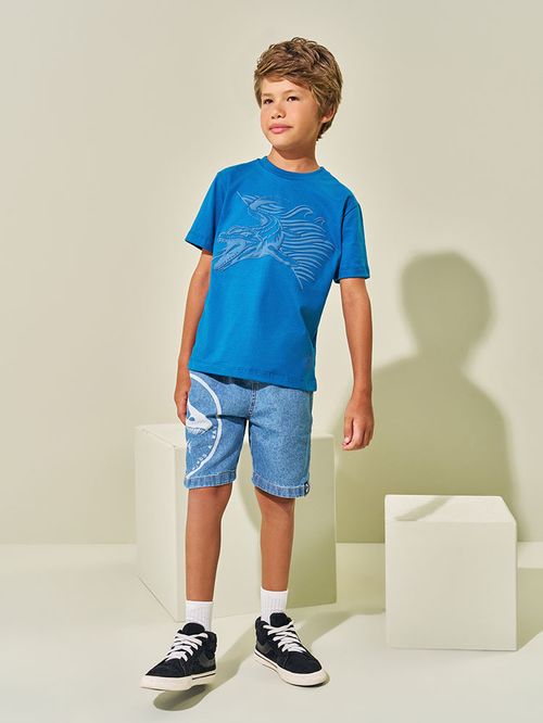 Camiseta Colecionável Menino Mosassauro Azul