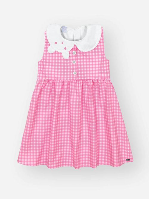 Vestido Menina Xadrez Rosa