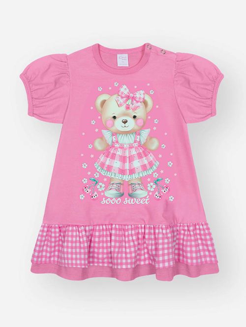 Vestido Menina Ursinha Rosa