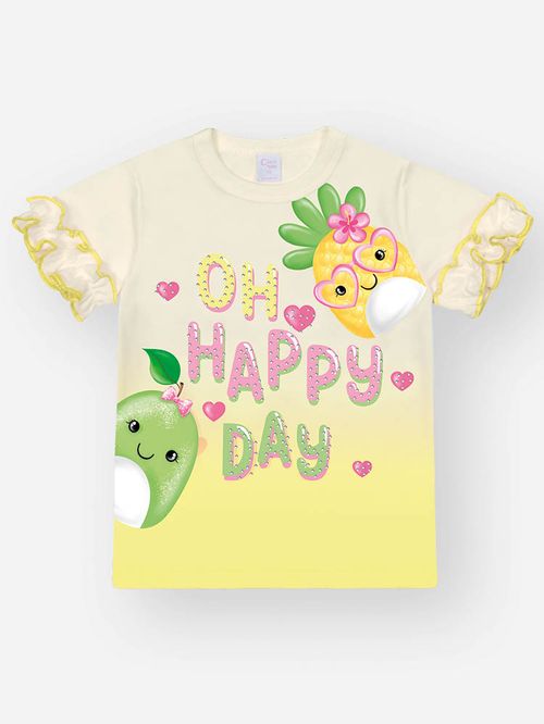Conjunto Menina Happy Day Amarelo