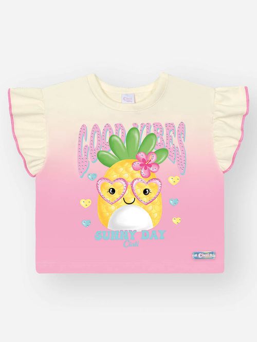 Conjunto Menina Abacaxi Good Vibes Rosa