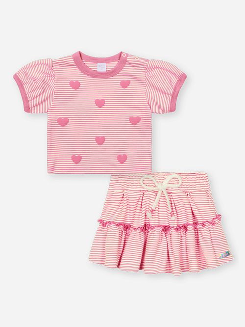 Conjunto Menina Corações Rosa